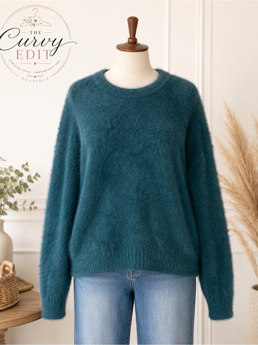 Old Navy Fuzzy Eyelash Sweater XXL Dark Teal Green Soft Cozy Pullover Everyday